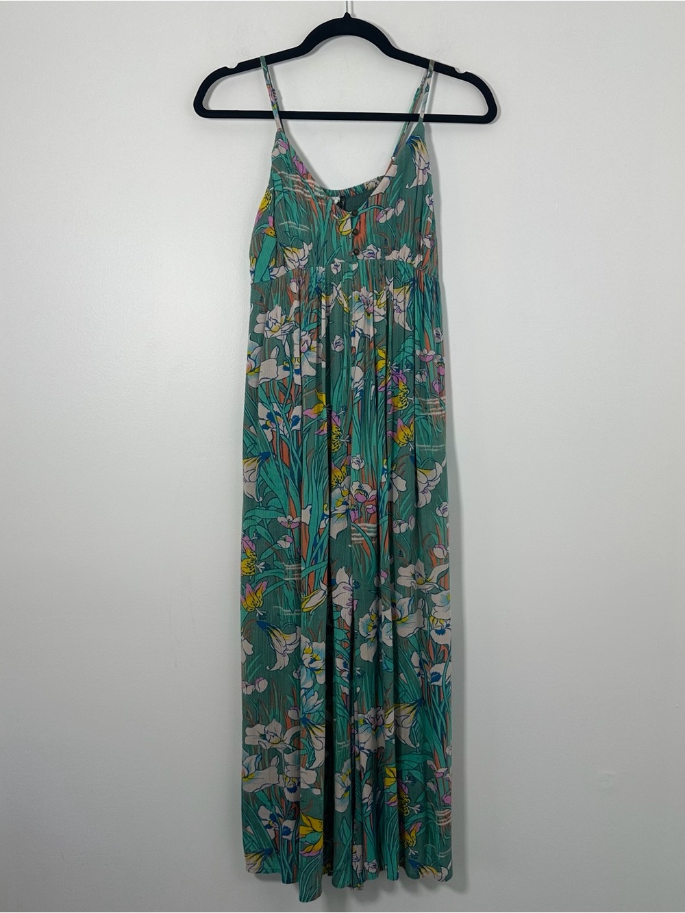 Anthropologie Akemi + Kin Floral Maxi Dress XXSP Green Tropical Boho Rayon
